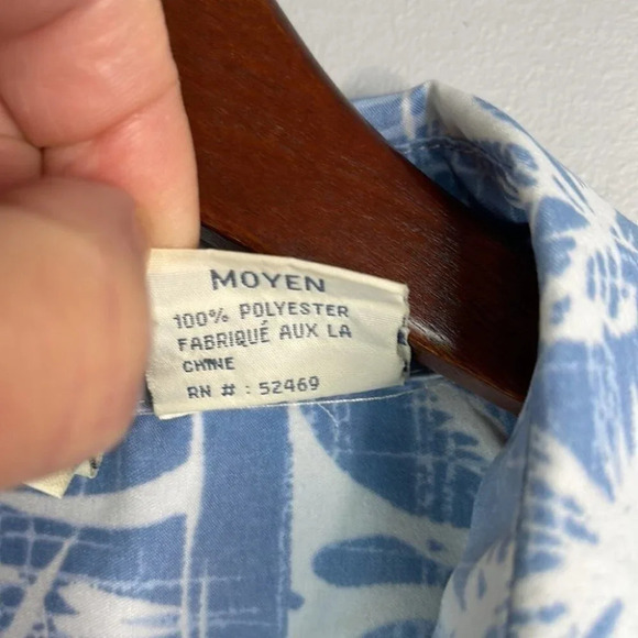 VINTAGE Y2K Men’s Blue Tropical Print Hawaiian Shirt 725 Short Sleeve Size M - Picture 8 of 11